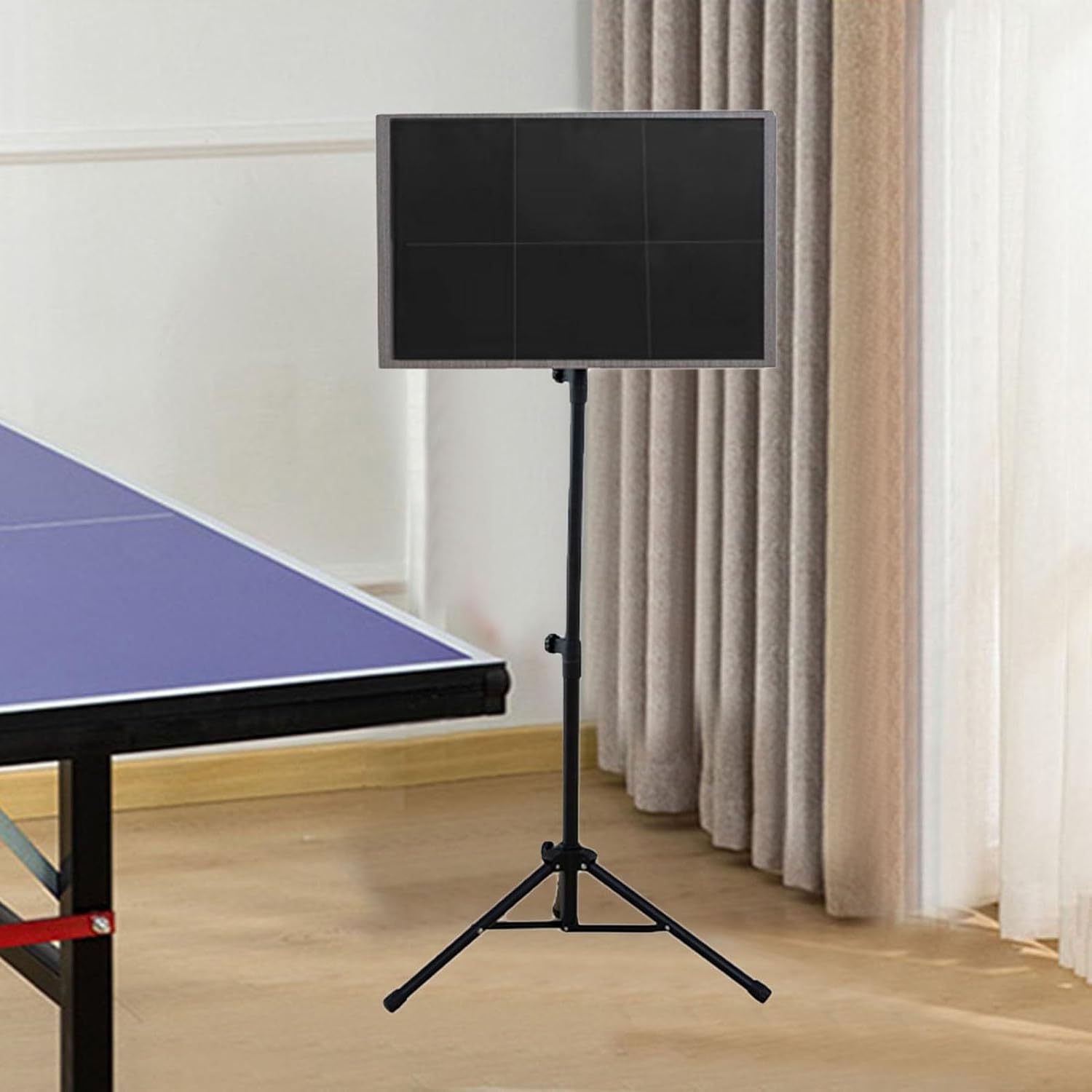 Adjustable 360 Degree Ping Pong Trainer，Professional Table Tennis Exerciser with Wheels,Self-Study Pingpong Accessory,Easy to Install
