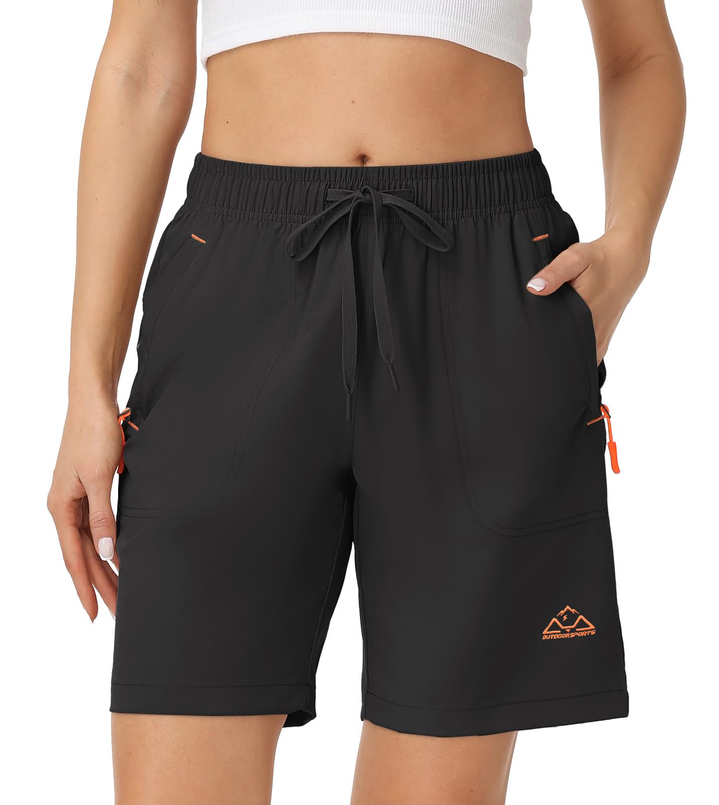 Women's 8" Hiking Shorts Lightweight Quick Dry Athletic Running Summer Shorts Water Resistant Zipper Pockets-image-43