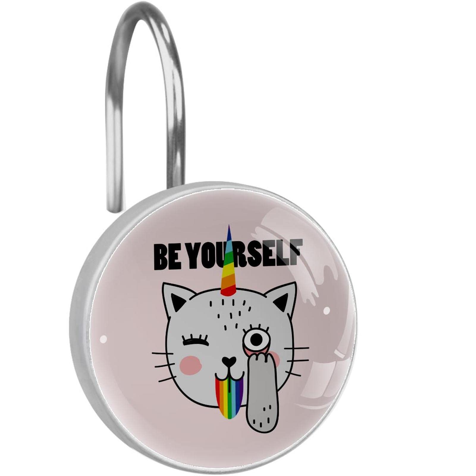Crochets pour rideau de douche en acier inoxydable accessoire salle de bain chat licorne