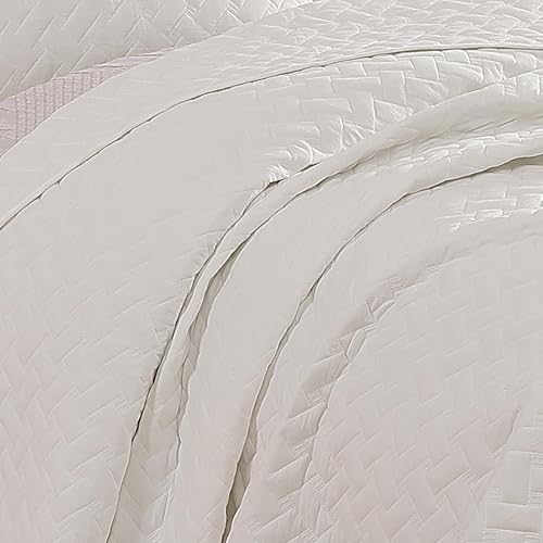 Miniatura 193 de WRENSONGE - Juego de edredón blanco tamaño queen de 3 piezas, colcha ligera para todas las estaciones del verano, juego de ropa de cama suave con 2