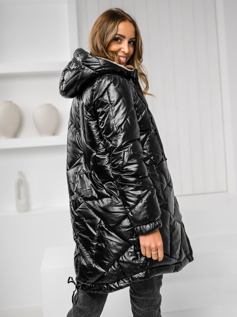 BOLF Mujer Chaqueta acolchado de Invierno con Capucha Cierre de Cremallera Chubasqueros Cazadora Plumas Jacket Ropa de abrigo Zip Deporte Ocio Estilo Estilo Casual Mix D4D