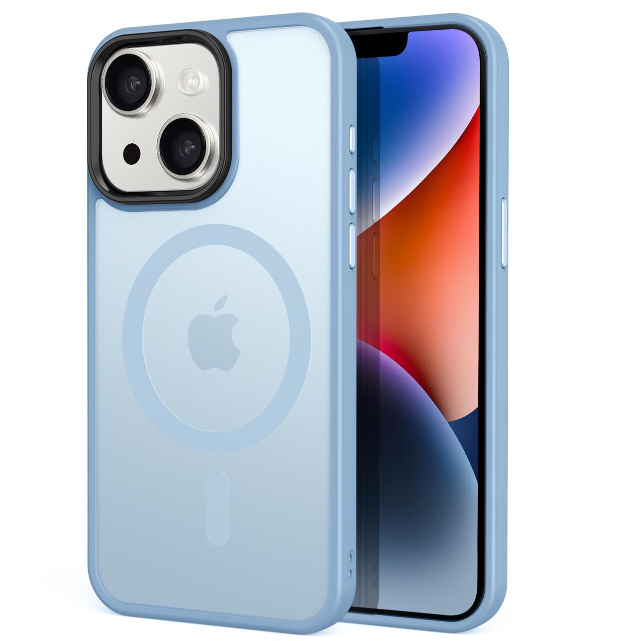 tigratigro Custodia Per iPhone 13, Compatibile con Mag-Safe,Traslucida Texture Opaca, Flessibile e anti-impronta,Consistenza simile alla Pelle (Azzurro Sierra)