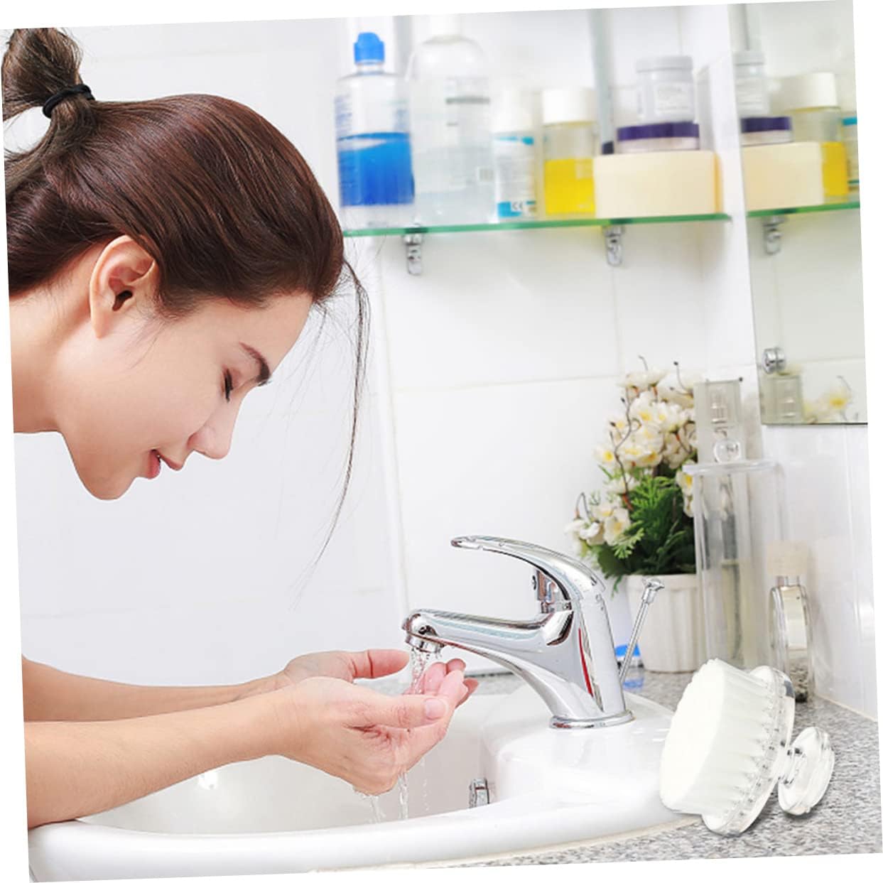 Healeved Facial Cleansing Brush Set 3pcs Deep Cleaning Lids Face Exfoliator Brush Handheld Face Cleaning Tool Skin