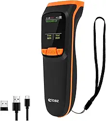 OBZ Mini scanner de código de barras Bluetooth 2D com tela LCD, Bluetooth 3 em 1 e USB com fio e scanner de código de barras sem fio 2,4 G, scanner portátil de código QR para tablet, iPhone, MacOS