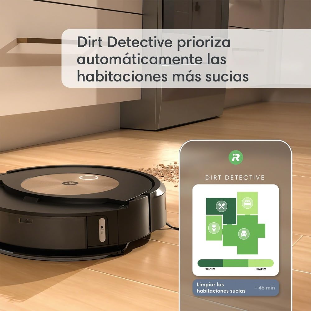 iRobot Robot Aspirador y friegasuelos 2 en 1 Roomba Combo j9+ con estación de llenado y Vaciado automático CleanBase y Sistema fregado Innovador, Color Marrón Alce - Identifica y Evita obstáculos