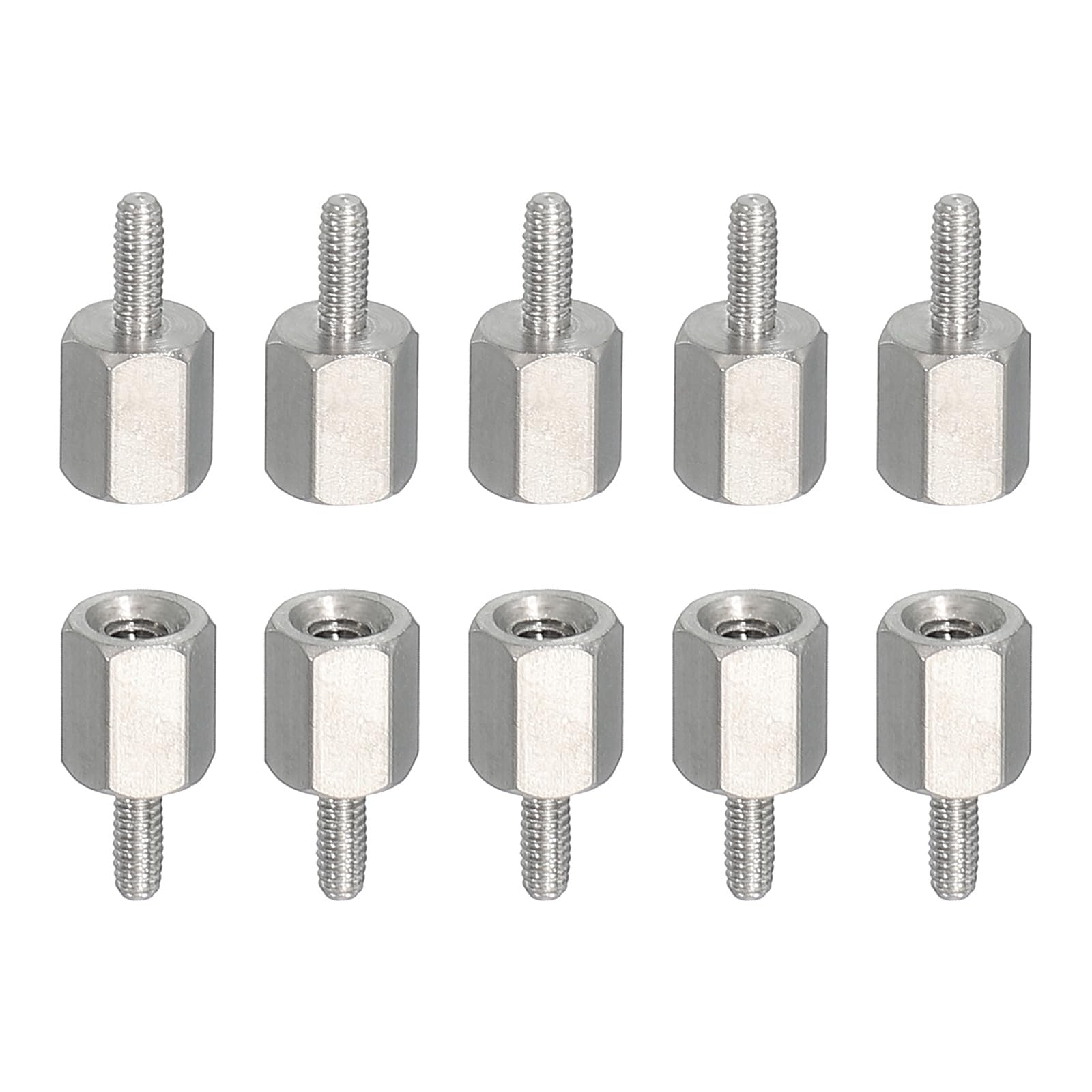 PATIKIL Standoff Screws, 10pcs M2x5mm Male to M2.5x6mm Female 304 Stainless Steel Thread Reducing Hex Standoff Spacer Screw Nuts Thread Adapters Reducer Extender Conversion Fasteners