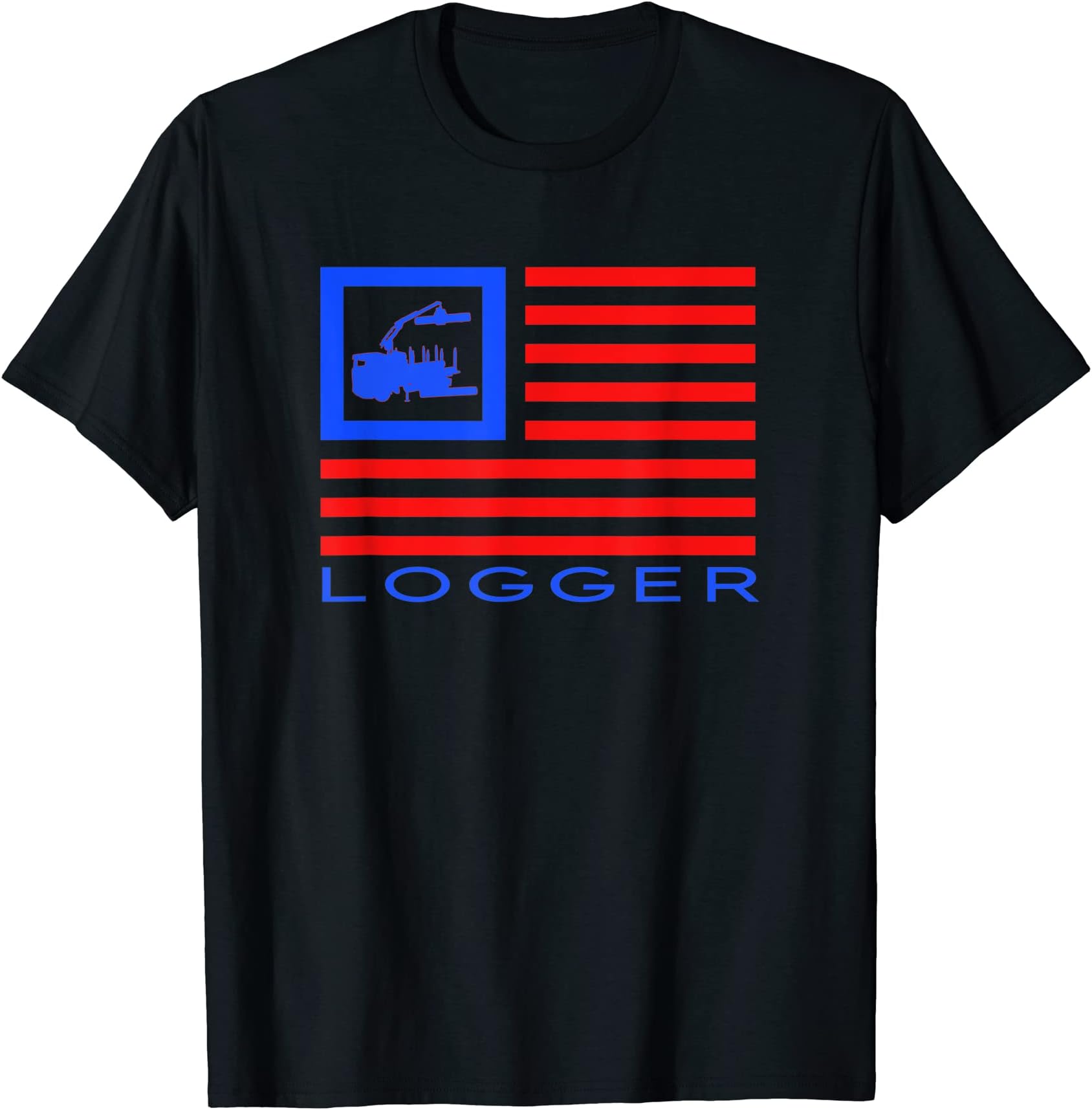 Chain Saw Arborist Tree Felling Logging Mill Logger USA Flag T-Shirt