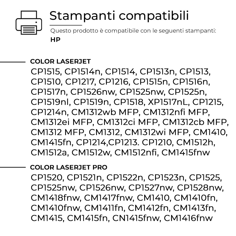 Alphaink 4 Toner Rigenerati Compatibile conHP 125A CB540A CB541A CB542A CB543A per HP Color LaserJet CM1312 CM1312MFP CM1312NFI CM1312NF CP1210 CP1215 CP1217 1515 1515N (1Nero 1Magenta 1Ciano 1Giallo)
