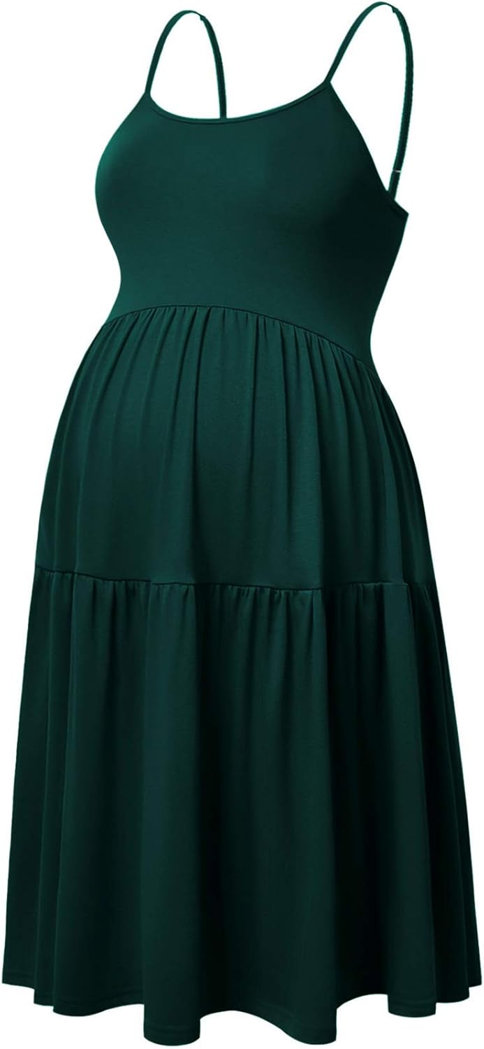 GINKANA Women's Sleeveless Maternity Dress Adjustable Strappy Summer Casual Swing Dress for Daily Wearing Or Baby Shower at  Women’s Clothing store