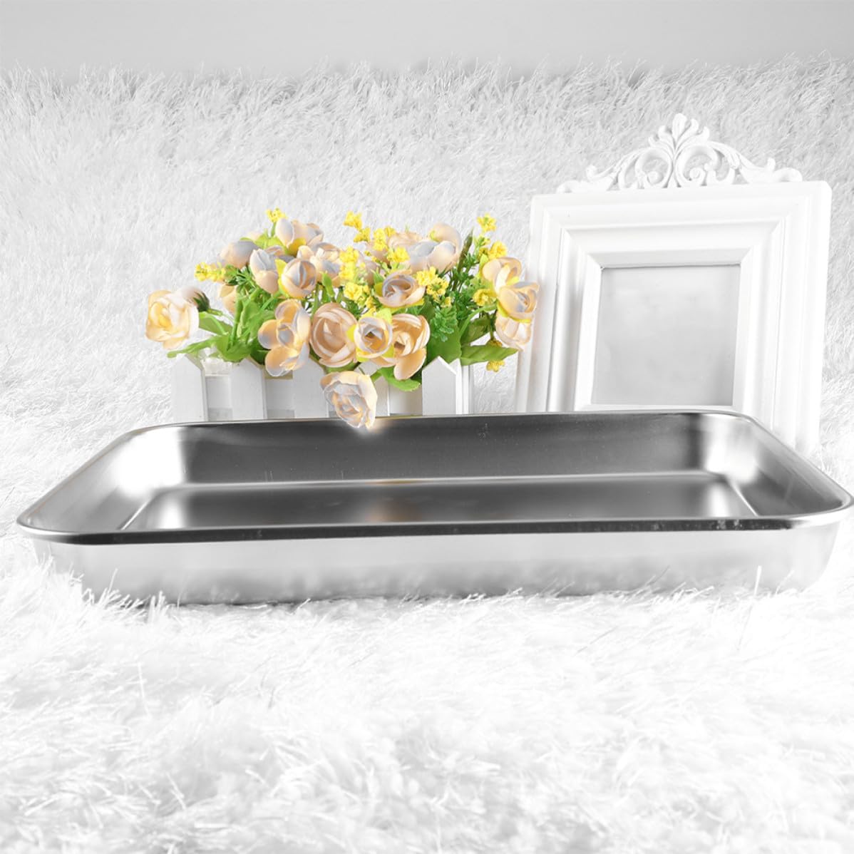 Vassoio Fondo Pezzi 2 in Chirurgico e Acciaio Inossidabile Piatto, Resistente Versatile per Strumenti Medici in Strutture Sanitarie