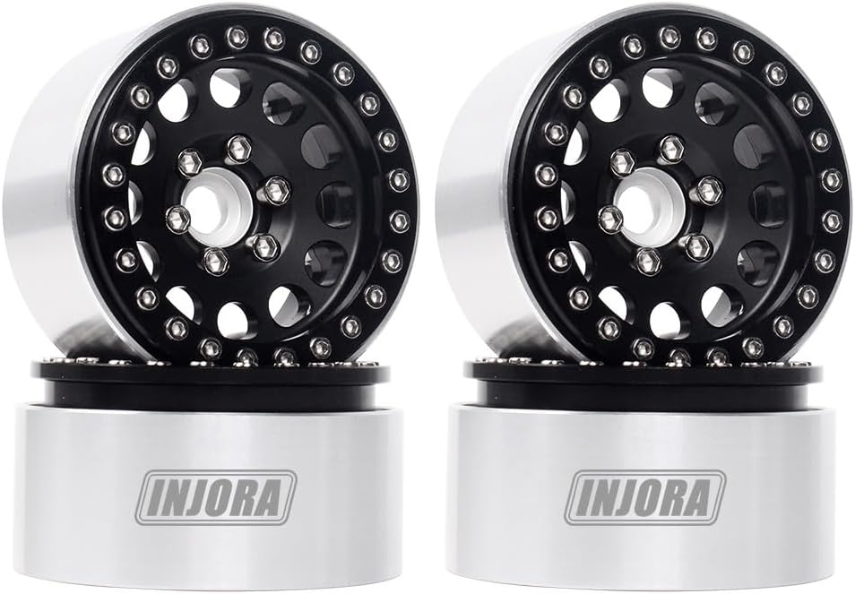 4PCS 1.9 Inch Metal Wheel Rim Beadlock Wheel Hub for 1:10 RC Rock Crawler Axial SCX10 pro SCX10 II III TRX4 D90 VS4-10 Redcat Gen 8 7 Pro Enduro(Black&Grey)