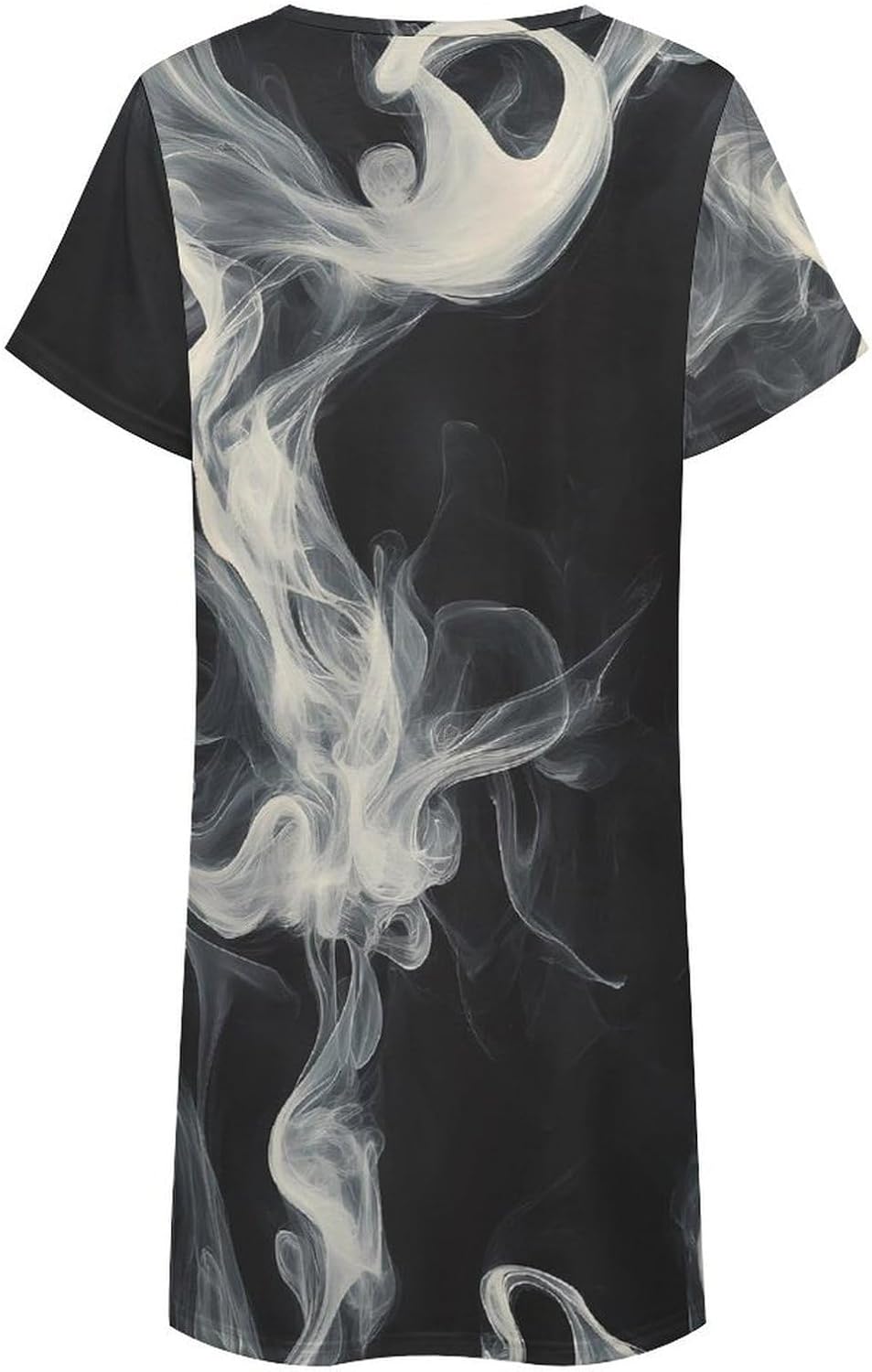 White Smoke Swirls Nightgowns for Women Short Sleeve Sleep Dress Casual Sleepshirt Night Gowns Pajamas