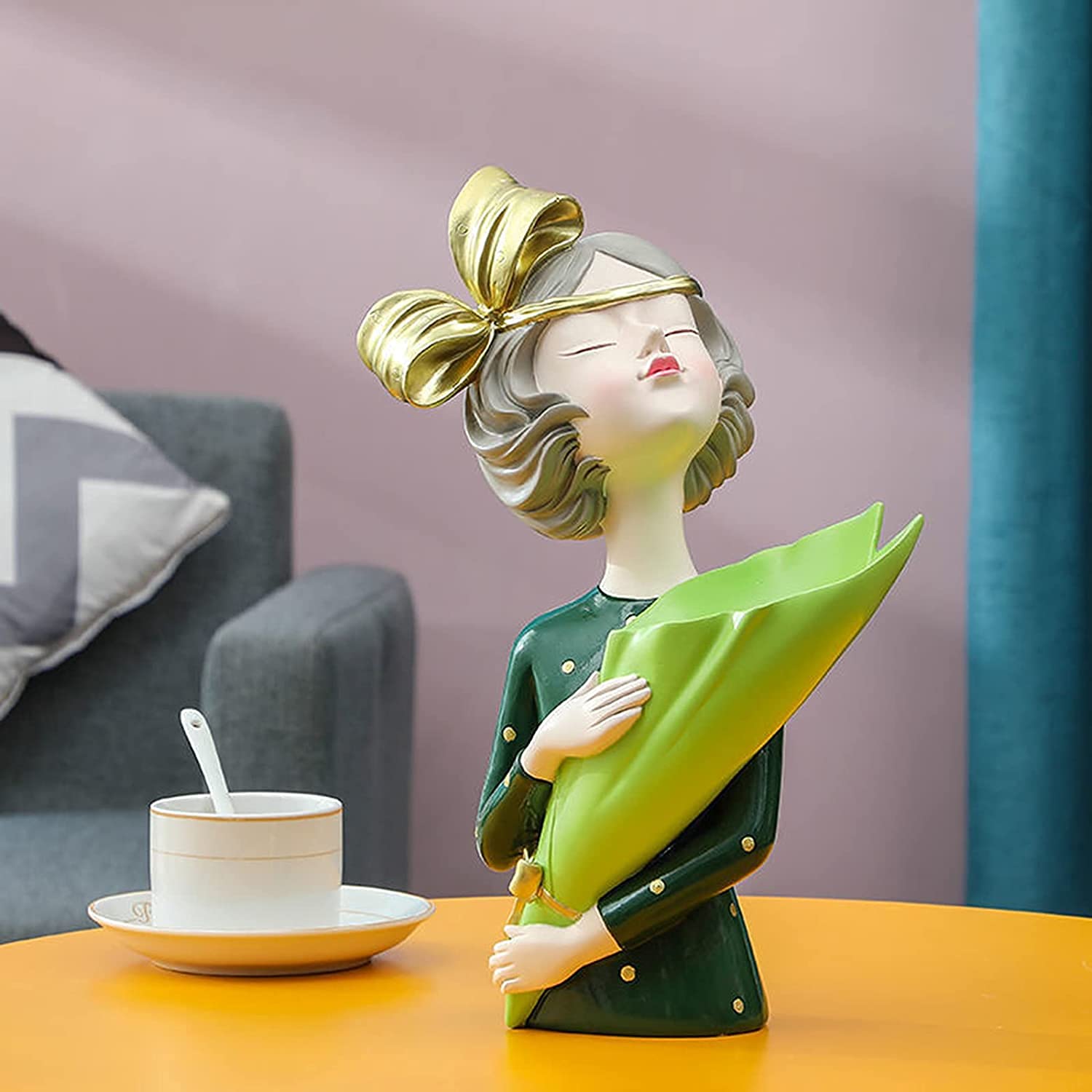 Amazon.co.jp: モダンガールフィギュア ドライフラワー 花瓶 女の子