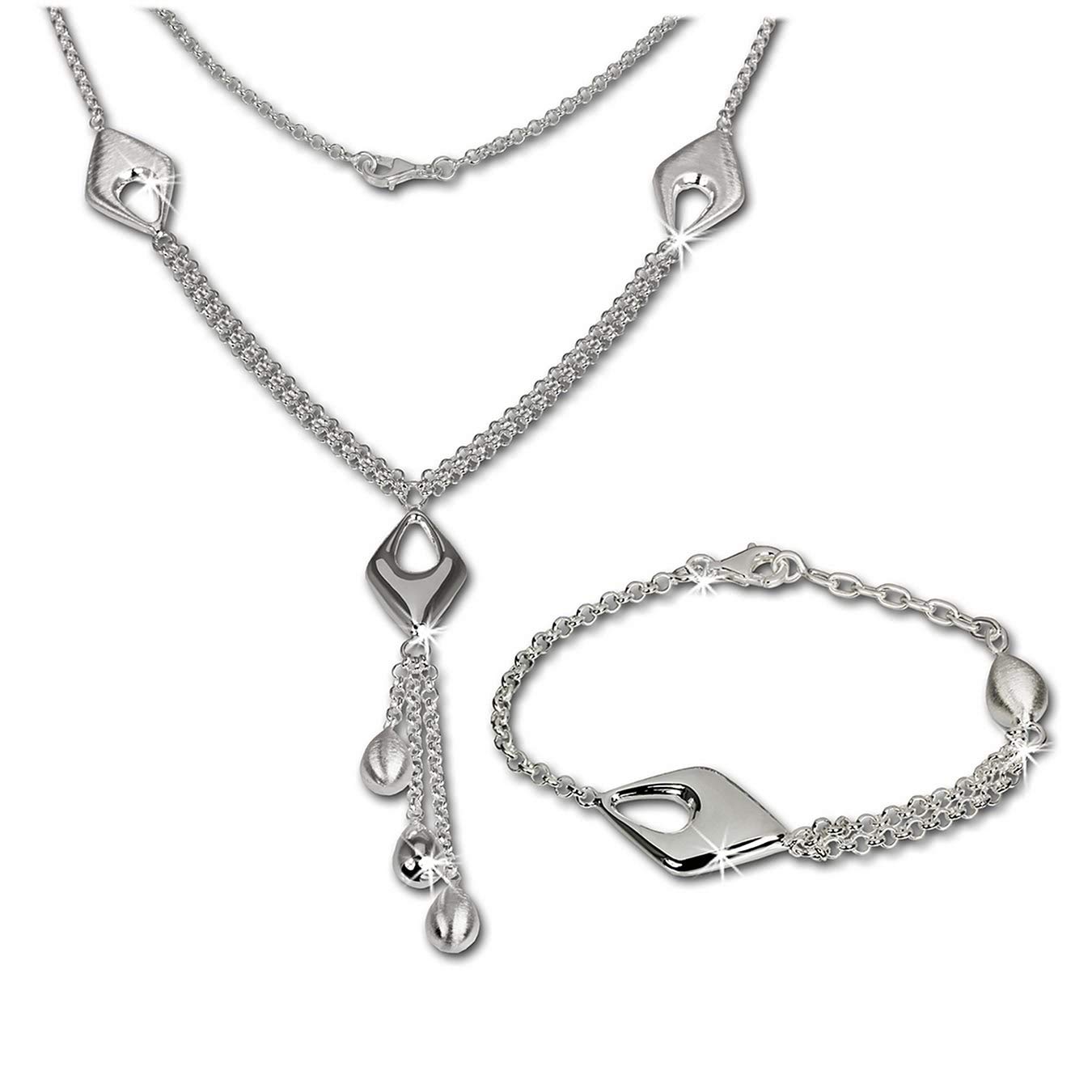 SilberDream Collier & Armband matt Drop Silber Schmuck Set für Damen SDS413 Silber Schmuckset