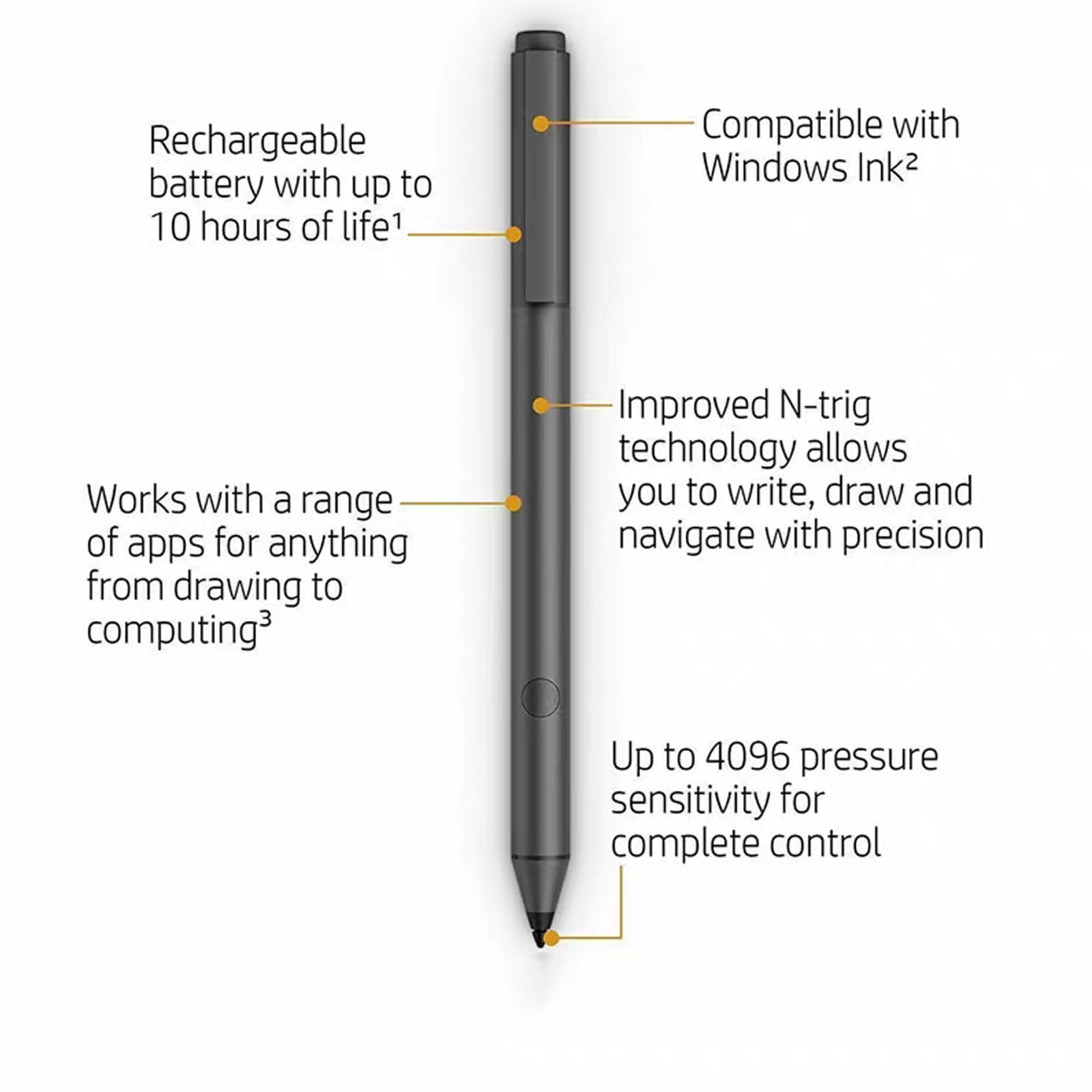 Pióro dotykowe HP Spectre/Envy/Pavilion X360 2 w 1, kompatybilny z Bluetooth do Microsoft Surface, SPEN-HP-03(2MY21AA), obsługuje MPP2.0 i prezentację