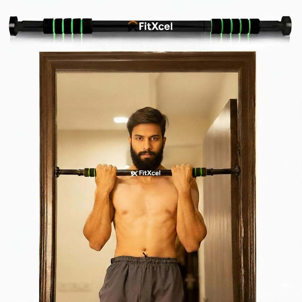 Multi-Functional Pull-Up Bar for Home Workouts | No Screw pull up bar stand with Anti-Skid Grip for Pull-Ups, Chin-Ups, Push-Ups, Sit-Ups, and Stretching Adjustable Upper Body and Core Workout Bar