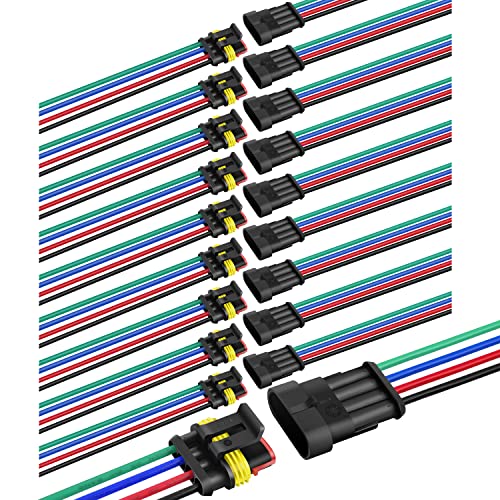 Image of Nilight 4Pin Way Electrical Wire Connector 10 Pack 16AWG Male Female Plug Socket Quick Disconnect Waterproof Play 1.5mm Series Terminal for Car Truck Motorcycle Marine Boat