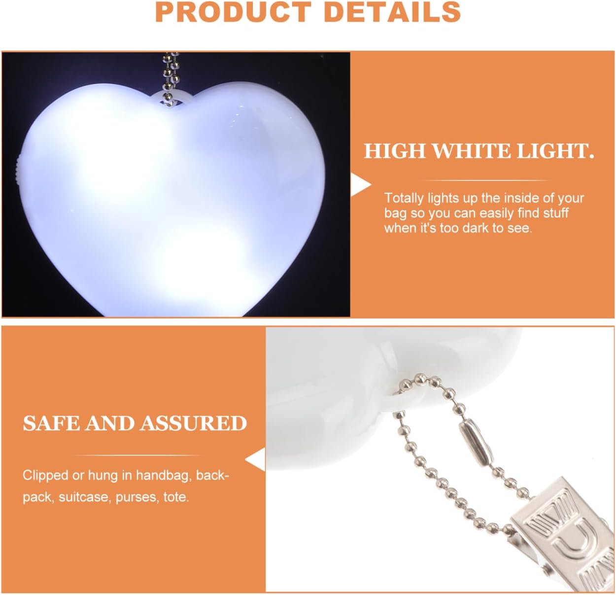 Uonlytech 3pcs Purse Light Handbag Light, Sensor Touch Activated Mini Heart Shape Night Lamp Handbag Purse Lamp for Women & Girls Bag Accessories