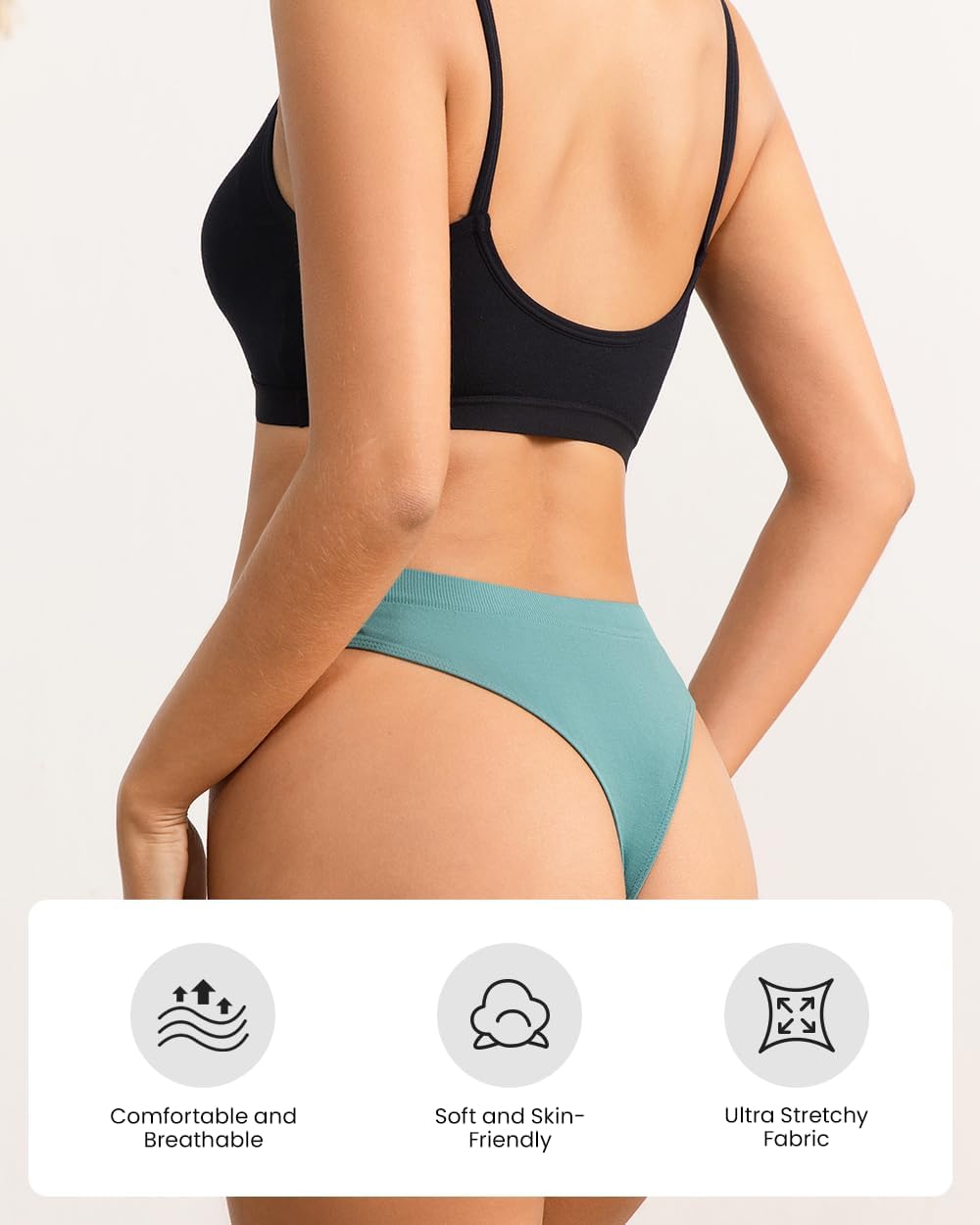Women's Underwear Viscose Made From Bamboo Thongs Seamless Breathable Mid Waisted T-back Panties Tagless 7 Pack