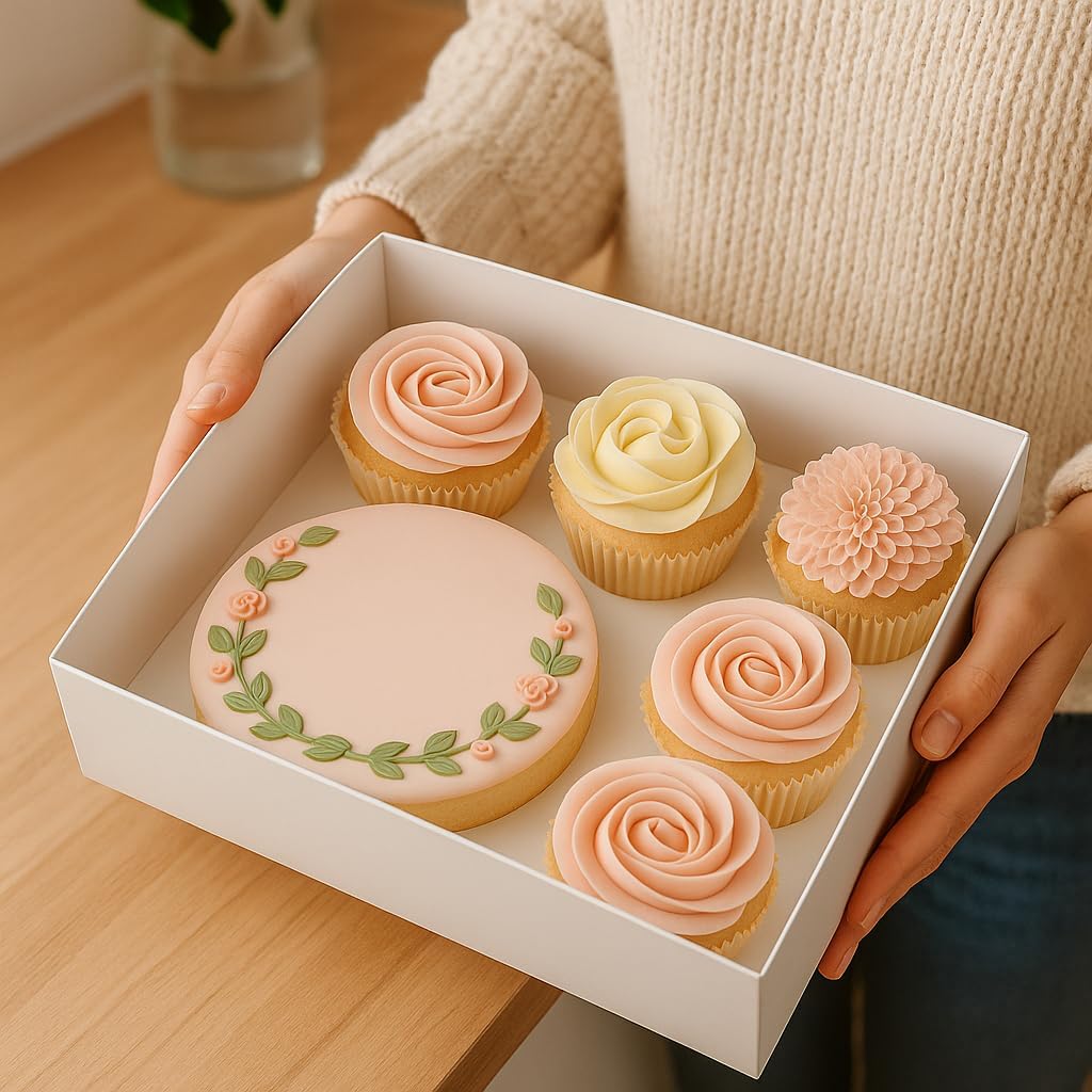 Sweet Degrees 10 pack Cake and 5 Cupcakes Bento Box | transparent and clear Dessert Storage Container with Lid | Portable Box for Cakes & Cupcakes, Treats | BPA-Free | Great for Birthdays & Parties