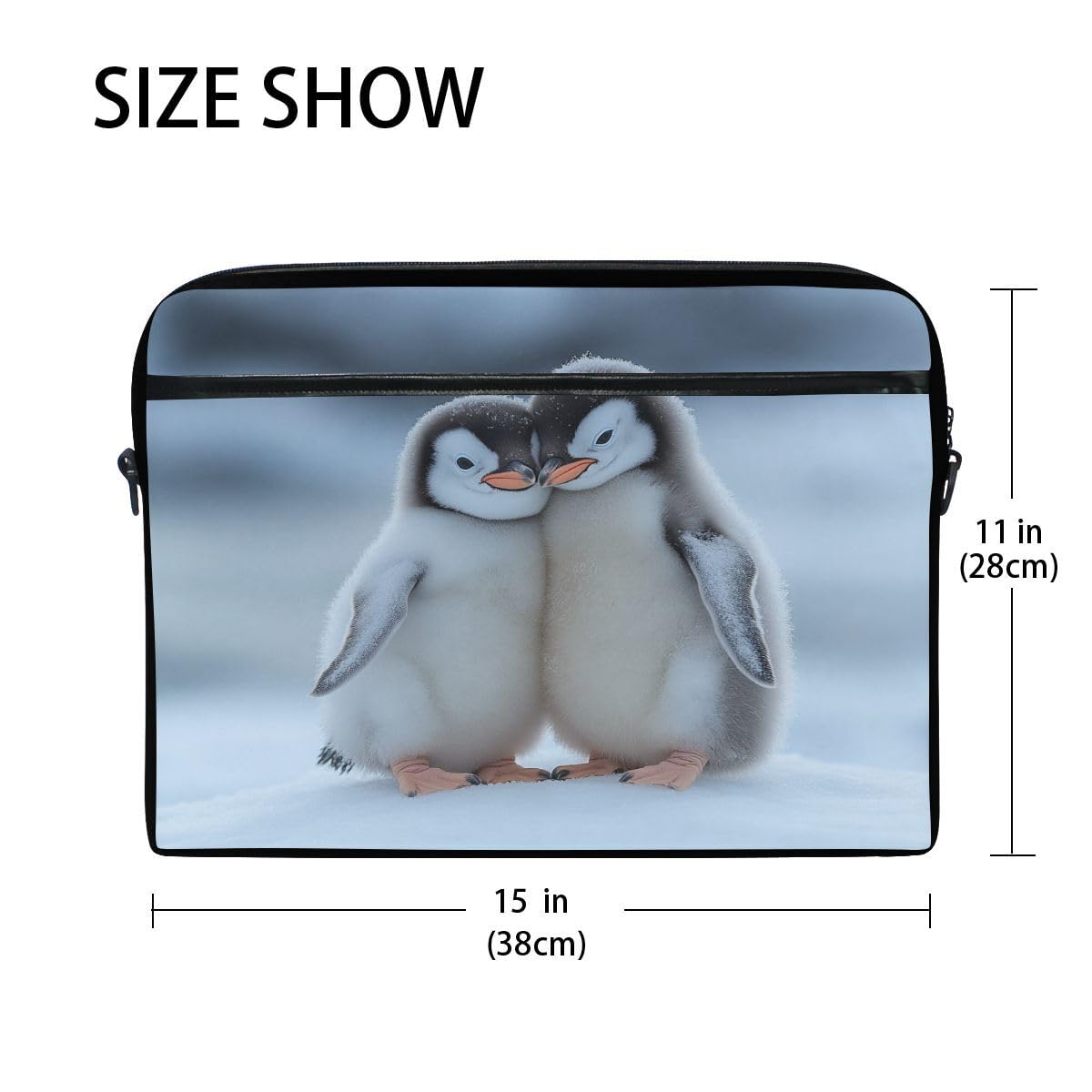 Nander Snow Penguins 15 inch Laptop Case, Laptop Shoulder Bag, Multi-Functional Notebook Sleeve, Carrying Case with Strap for Chromebook MacBook Stream
