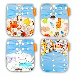 Kit 4 Fraldas Ecológicas de Pano Premium + 4 Absorventes 6 Camadas