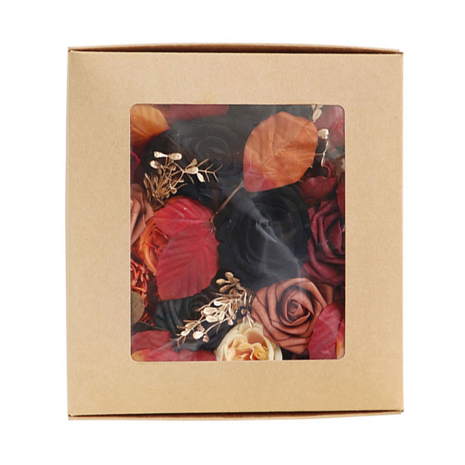 Elnwnnkc Silk Flowers Box Fake Flowers Leaves with Floral Arrangement for Wedding Bouquet and Parties Wedding Decorations
