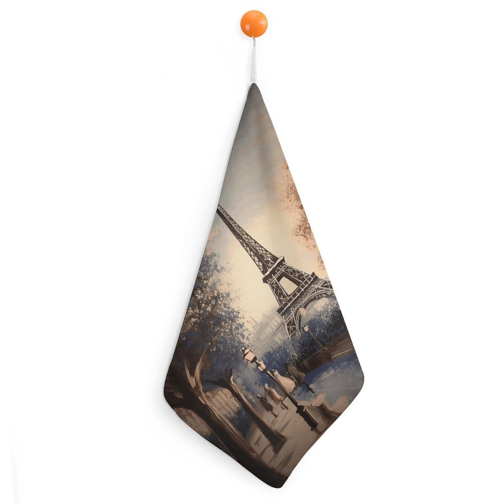 VstaDank Romantic Paris Eiffel Tower Washcloth with Hanging Loop Quick Dry Microfiber Hand Towel Highly Absorbent Wash Cloth Reusable Makeup Remover Cloth Soft Feel Fingertip Towel for Bathroom