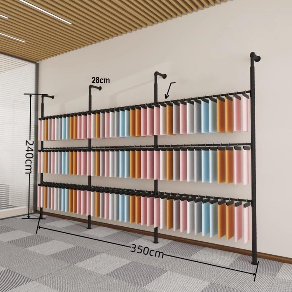 Naścienny stojak na próbki tkaniny uchwyt nizer do domowych sklepów tekstylnych sklepów detalicznych i centrów handlowych (350 x 240 cm) - Ulepsz swój salon!