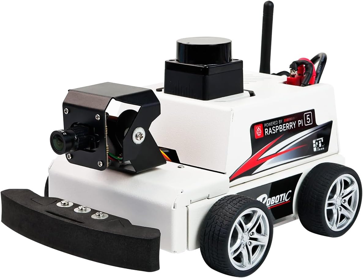 AI Visual ROS2 Smart Robot Car Kit for Raspberry Pi 5 2DOF Carmer Autonomous Driving Lidar Stem Education Project for Teen Engineers Students (Without Raspberry Pi5)