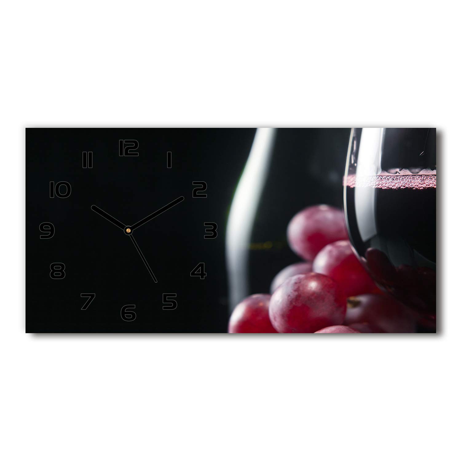 Horloge en verre silencieuse Tulup 60x30 tableau noir raisins de salon
