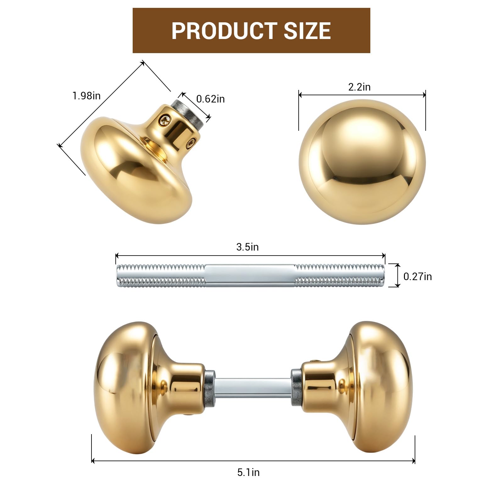 クラシックスタイル　 真鍮製ドアノブ大小セット Amazon | HOME MASTER HARDWARE 真鍮ドアノブセット スピンドル付き 2