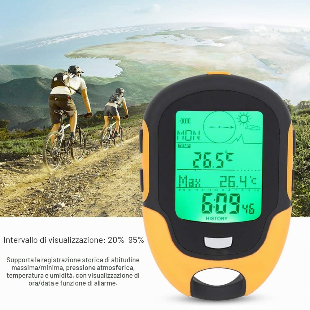 FR500 Altimetro da Esterno Altimetro per Auto Multifunzionale Barometro Termometro Igrometro Bussola Accessori per La Vita All'aperto