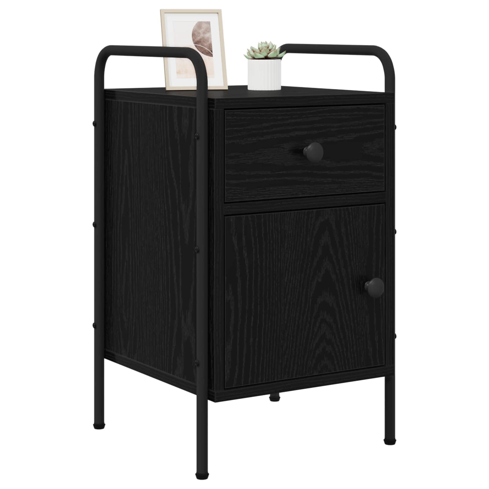 Lot de 2 tables de chevet avec tiroir et porte - 35 x 36,5 x 61