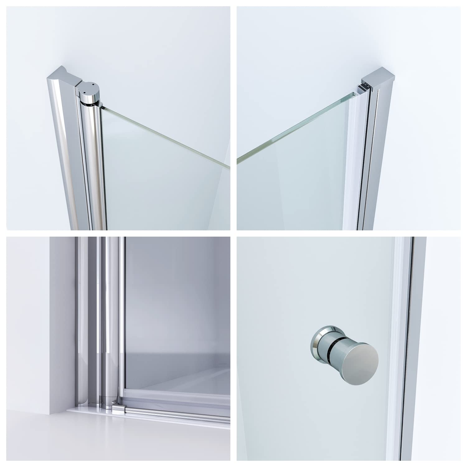 Duschtür Glas 70 cm breit Verstellbereich 69-71,5 cm 195 cm hoch Nischentür Dusche einstellbar ohne Rahmen öffnung nach innen und außen Ebenerdige Montage möglich 6 mm Klarglas NANO-Beschichtung