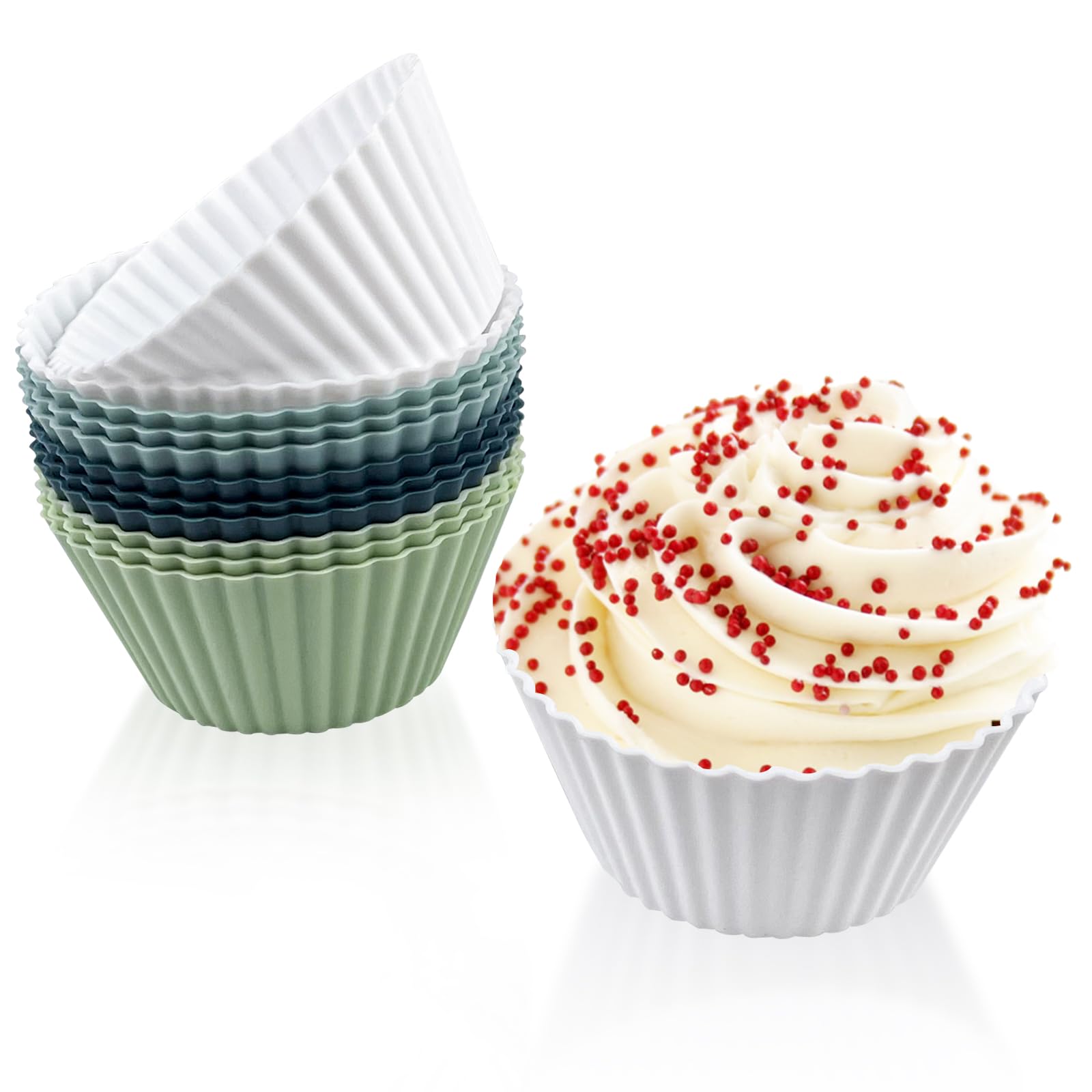 Stampi Per Muffin In Silicone - Set Da 12 Pirottini Riutilizzabili - Antiaderenti E Senza BPA