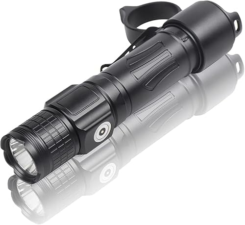 Miniatura 9 de Brinyte PT28 - Linterna táctica LED profesional de 1600 lúmenes, recargable IP68 impermeable pequeño bolsillo con batería, funda, anillo de agarre,