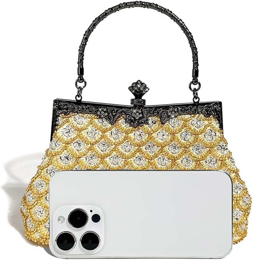 Women's Bag Embroidery European and American Dinner Bag Clutch Women's Bag Fish Scale Banquet Handbag
