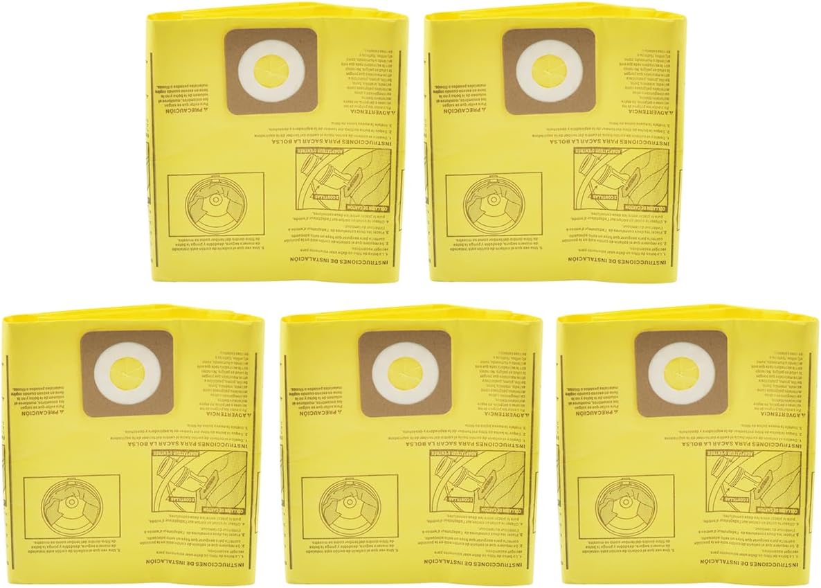 5 Pack 39970 Filter Bags for CRAFTSMAN 6 and 9 Gallon Wet/Dry Vacuums ，Replacement Part CMXZVBE39970 Fine Dust Bags