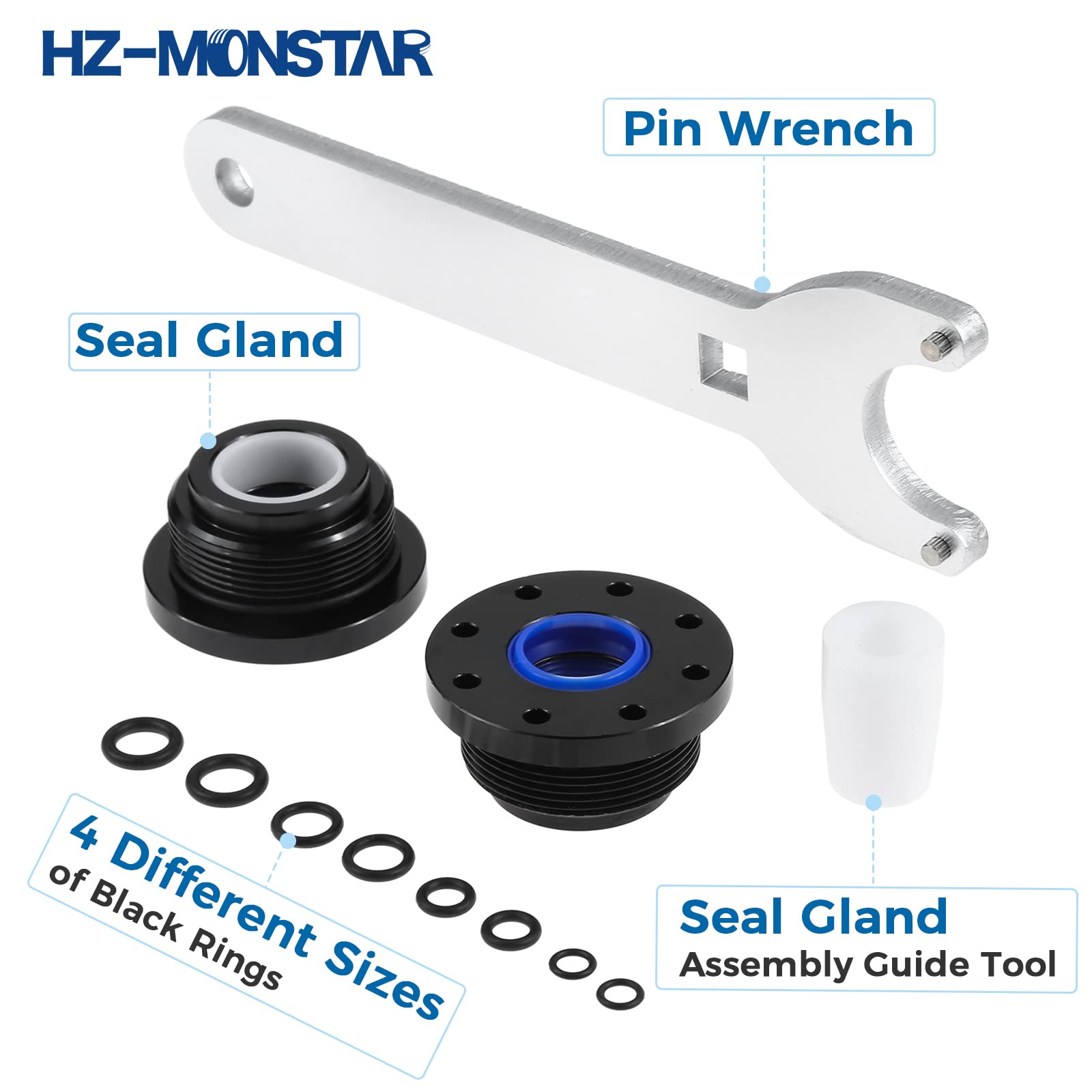 HC5345 HS5157 Kit de joint de cylindre de direction hydraulique à montage avant avec clé à broche et joints toriques, kit de joint compatible avec HC5340 HC5341 HC5342 HC5343 HC5344 HC5346
