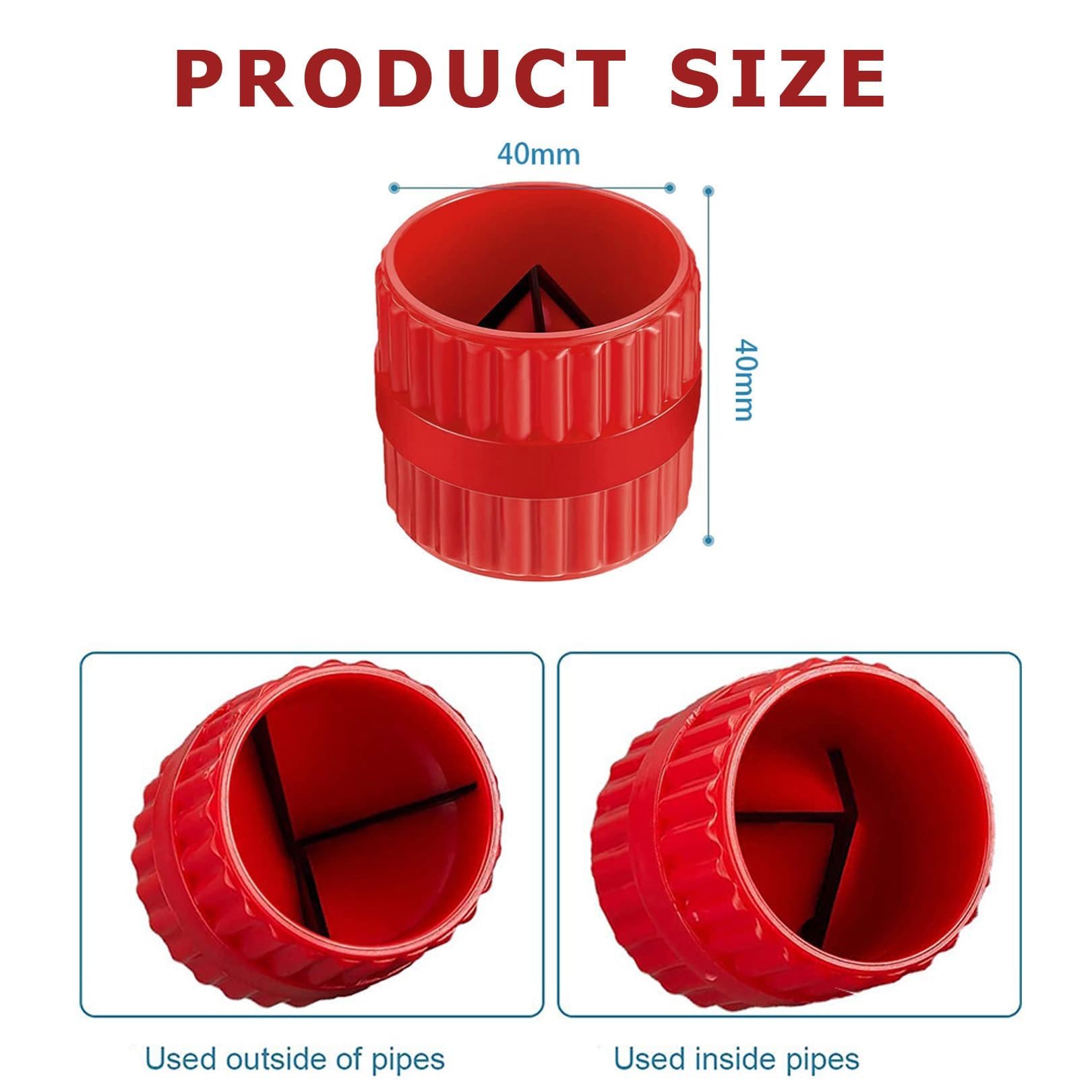 1Pcs Deburring Tool for Copper Pipe,Pipe Deburring Tool,Deburring Cutters Universal Pipe Reamer,External Deburrer Tool Tubing Chamfer Tool for 4-38mm plastic,copper pipes,PVC pipes or other hoses(Red) - Image 2