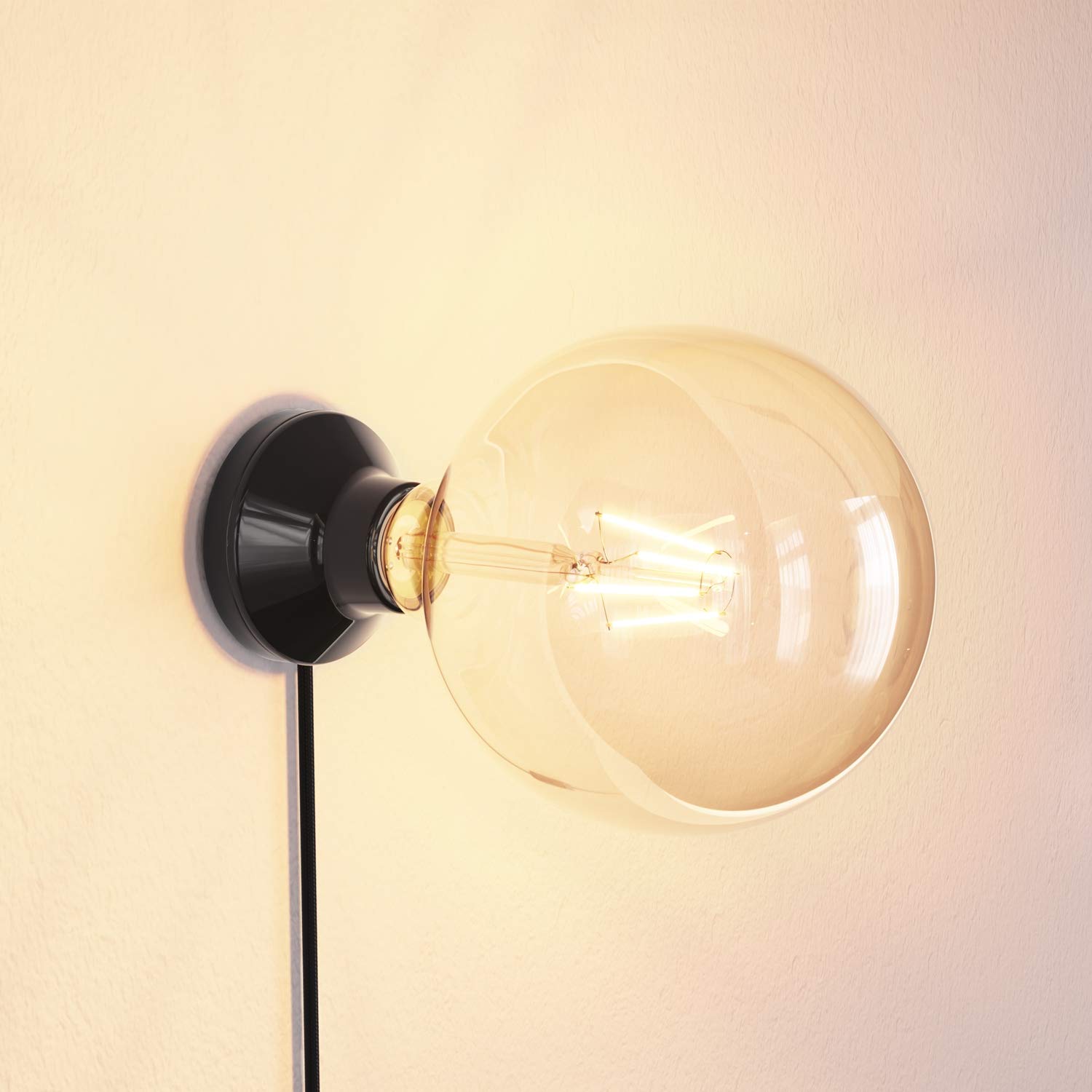 2x Wandleuchte ELEKTRA Mit E27 Fassung – Porzellan Weiß, Inkl. Kabel Mit Schalter & Stecker, Max. 300 W