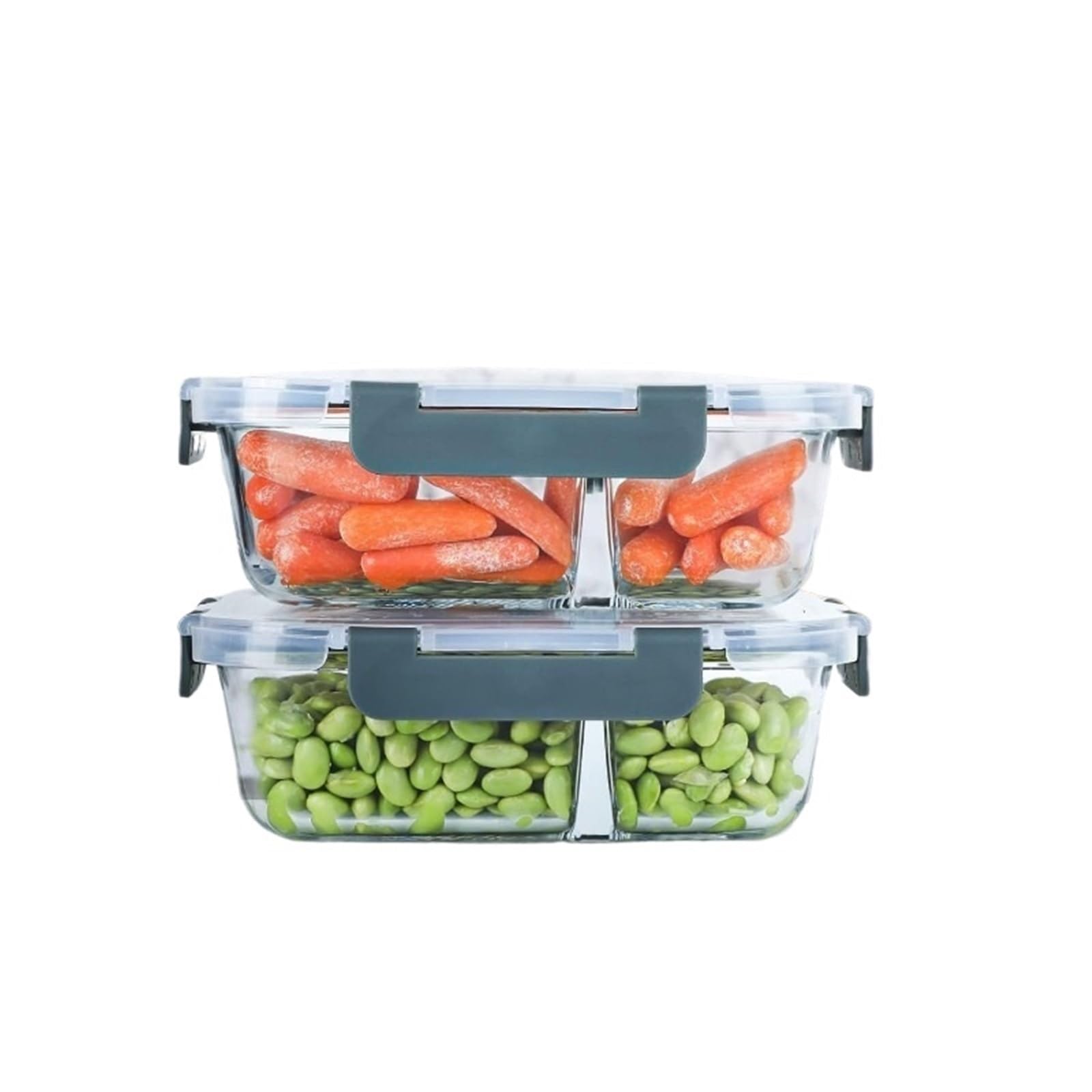 Bento Lunch Boite Lot de 2 boîtes de Conservation en Verre avec couvercles, boîtes à bento hermétiques(White)