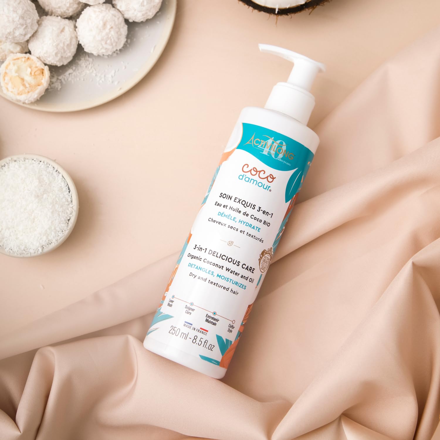 ACTIVILONG - Soin Exquis 3-En-1 Coco D'Amour - Cheveux Secs Et Texturés - Démêle Et Nourrit - 97% D'Ingrédients Naturels - Testé Et Approuvé Par Un Jury De Consommateurs - Made in France - 250ml