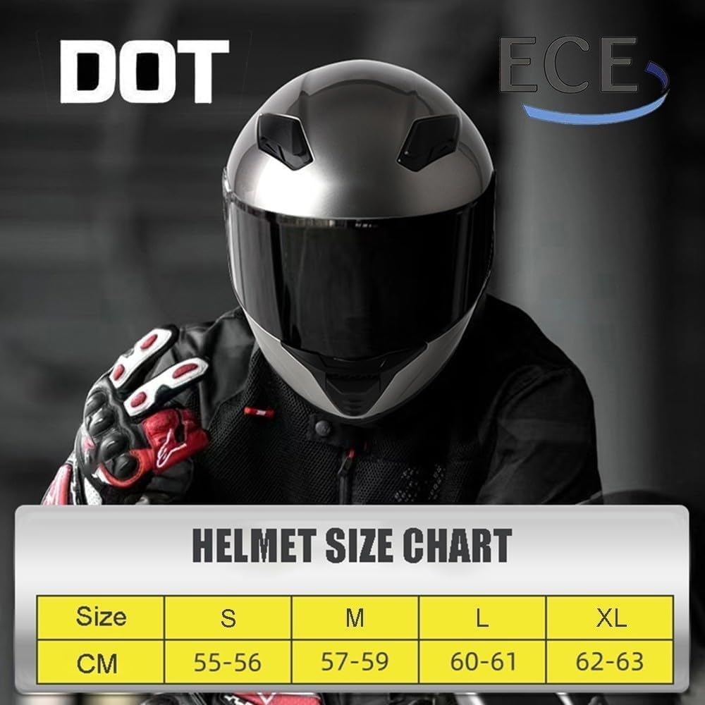 Casco da moto con interfono Bluetooth, casco modulare, casco apribile, omologato ECE, casco integrale da moto con ventilazione multipla e doppia visiera, riduzione C,M=57-58CM