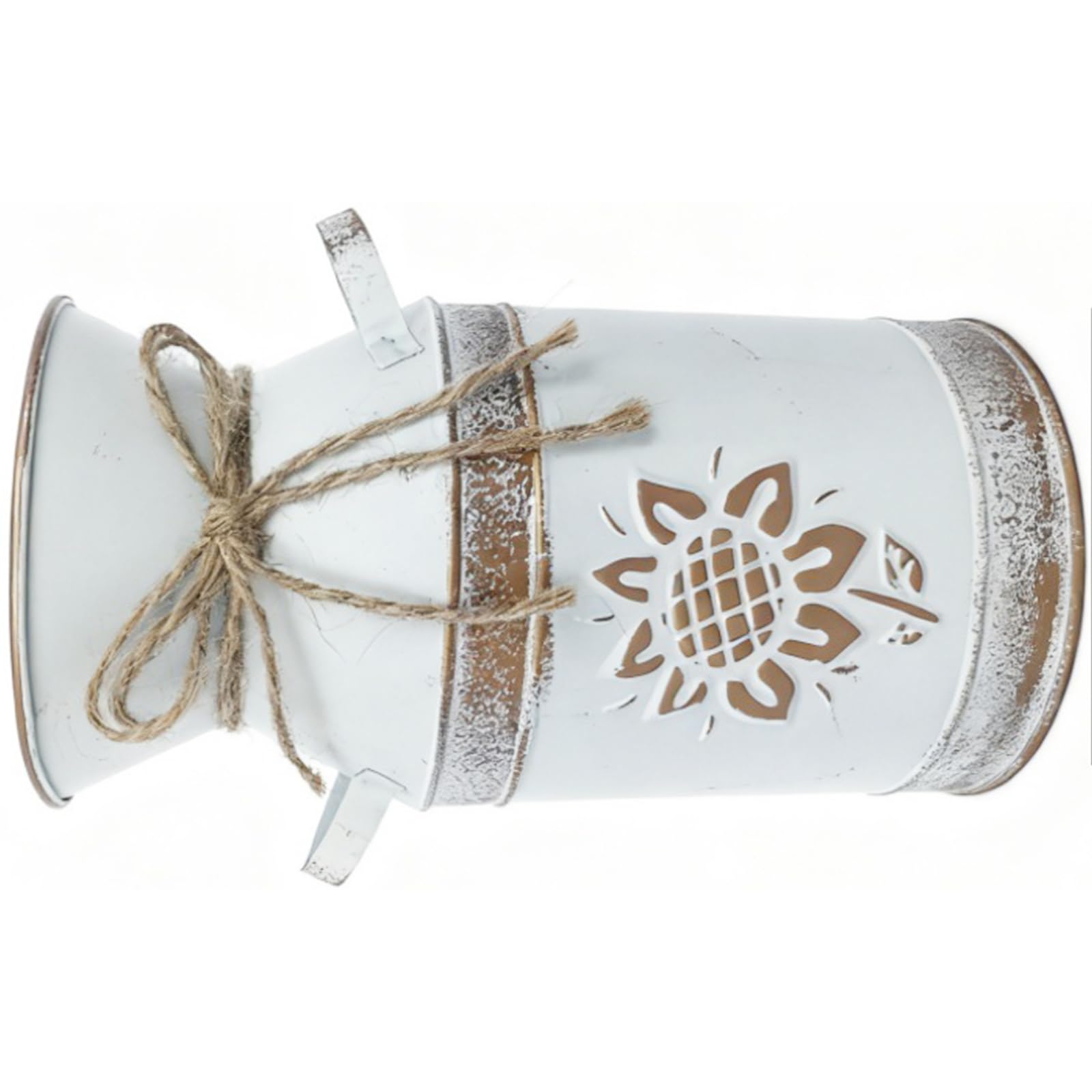 Decorative Iron Milk Bucket Vase Sunflower Design Farmhouse Interior Styling Iron Sunflower Milk Can Vase