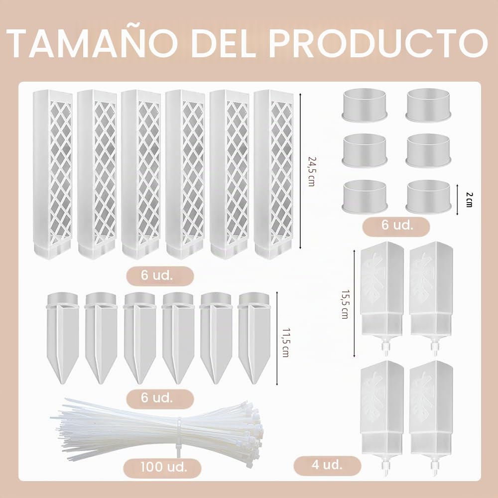 Moss Pole,6 Piezas Tutores para Plantas Trepadoras,Tutor Monstera,6 Tutor Musgo Plastique, 4 Alfileres, 4 Botellas de Goteo, 4 Diafragmas de Reproducción, 100 Bridas,para Hiedra, Monstera, Pothos