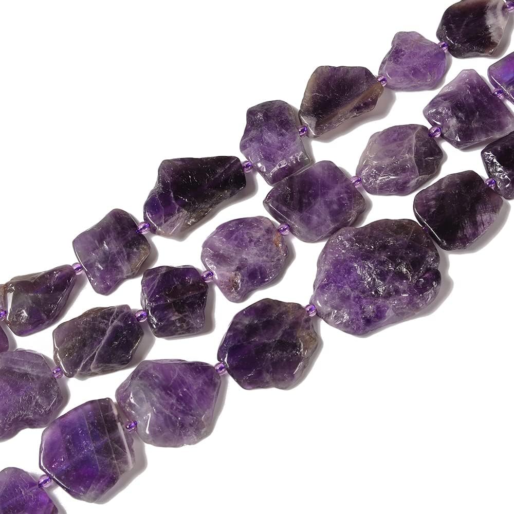 Natural Amethyst Freeform Flat Slab Slice Beads 20-35mm 15.5 Strand for Jewelry Making