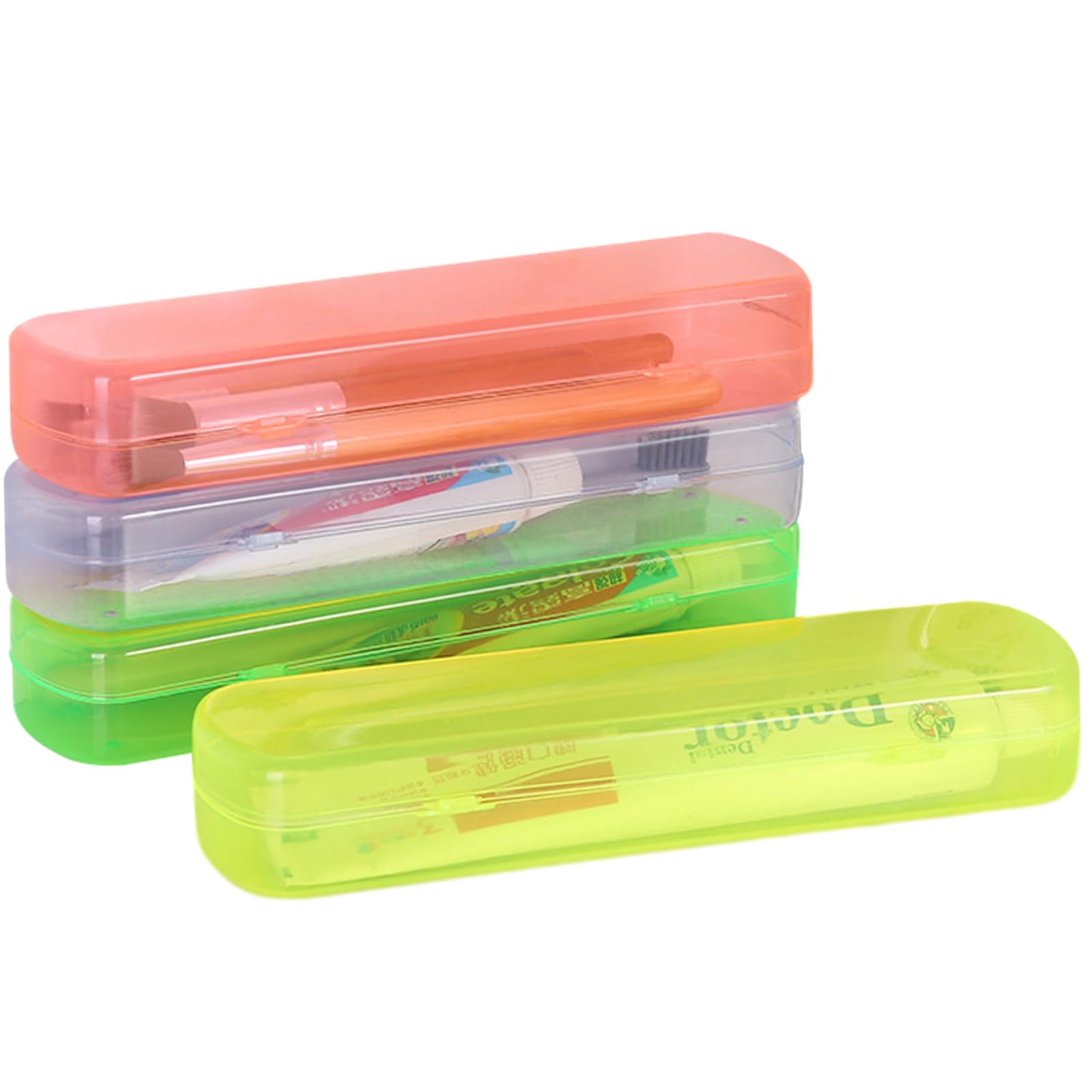 TAIZER Toothbrush Case,Travel Toothbrush Holder, 4PCS Toothbrush Travel Case Cover Portable Toothbrush Storage Case Plastic Toothbrush Case Toothbrush Cover Storage Case