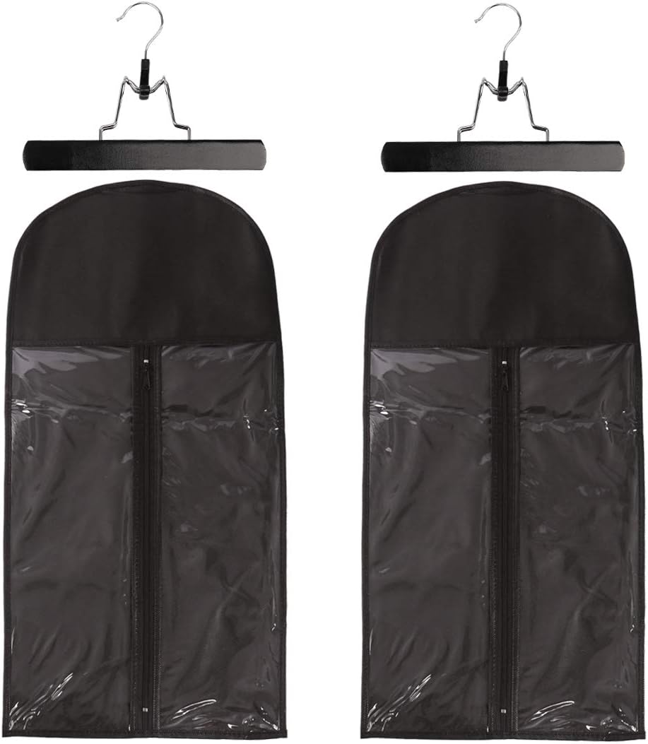 2 Pack Hair Extension Storage Bag Hair Extension Hanger Strong Holder Dust-Proof Portable Suit with Transparent Zip Up Closure- Lightweight, Waterproof and Portable (Black)